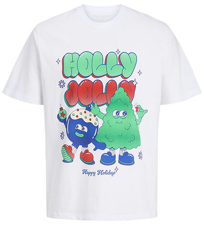 Jack & Jones T-paita - JorHoliday Cartoon - Bright White/Holly Jack & Jones T-paita - JorHoliday Cartoon - Bright White/Holly