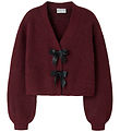 Name It Cardigan - Knitted - NkfRina - Burgundy/Black Bow