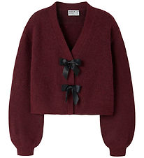 Name It Cardigan - Knitted - NkfRina - Burgundy/Black Bow Name It Cardigan - Knitted - NkfRina - Burgundy/Black Bow