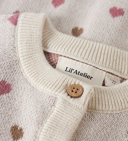 Lil' Atelier Cardigan - Knitted - NbfSaran - Turtledove/Sepia Ti