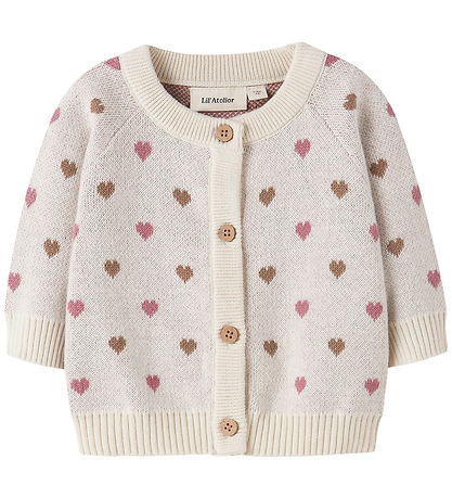 Lil' Atelier Cardigan - Knitted - NbfSaran - Turtledove/Sepia Ti