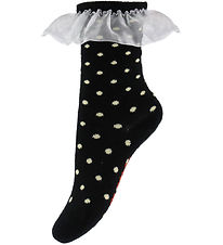 Mini Rodini Sokken - Polka Dot Frill - Zwart