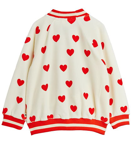 Mini Rodini Cardigan - Velvet - Hearts - White Mini Rodini Cardigan - Velvet - Hearts - White