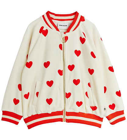 Mini Rodini Cardigan - Velvet - Hearts - White