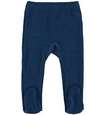 Joha Leggings w. Feet - Wool - Rib - Dark Turquoise Joha Leggings w. Feet - Wool - Rib - Dark Turquoise