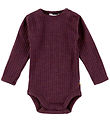 Joha Bodysuit l/s - Wool - Rib - Plum