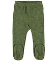 Joha Leggings w. Feet - Wool - Rib - Dark Olive