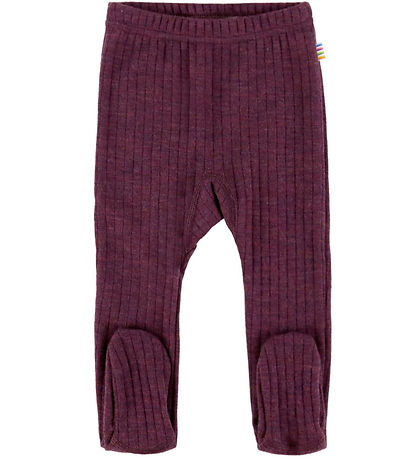 Joha Leggings w. Feet - Wool - Rib - Plum Joha Leggings w. Feet - Wool - Rib - Plum