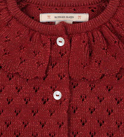 Konges Sløjd Cardigan - Knitted - Red Dahlia w. Pointelle