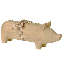 Maileg Kerzenhalter aus Holz - Schwein - Advent - Natur