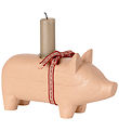 Maileg Wooden candle holder - Pig - Medium+ - Pink