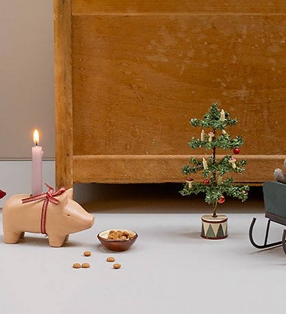 Maileg Wooden candle holder - Pig - Little - Pink