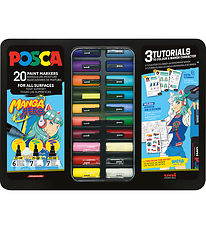 Posca 마커펜 포함 메탈 케이스 - 20 개 - 만화 히어로