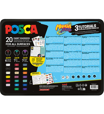 Posca Markers w. Metal case - 20 pcs - Manga Hero