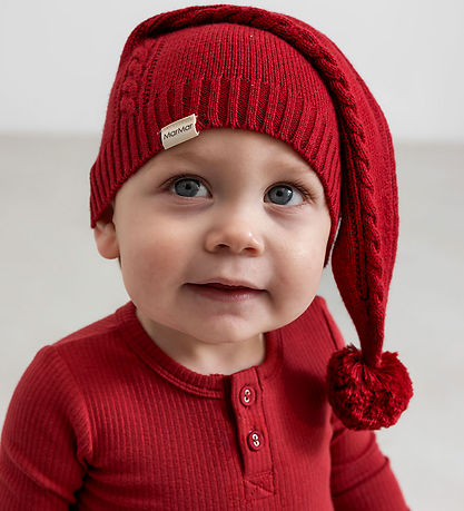 MarMar Christmas Hat - Knitted - Elf - Hibiscus Red