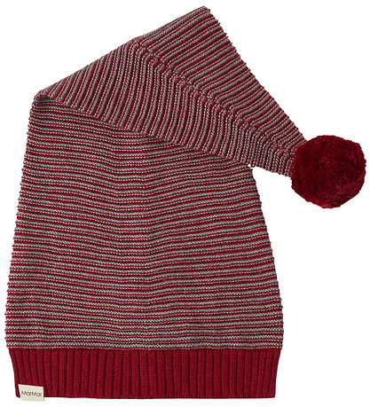 MarMar Christmas Hat - Knitted - Elf - Hibiscus Red Stripe