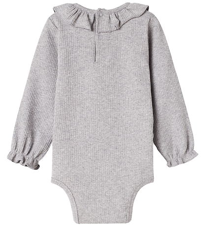 MarMar Bodysuit l/s - Rib/Modal - Brandine - Light Grey Melange