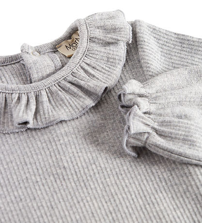 MarMar Bodysuit l/s - Rib/Modal - Brandine - Light Grey Melange