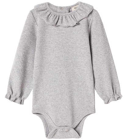 MarMar Bodysuit l/s - Rib/Modal - Brandine - Light Grey Melange