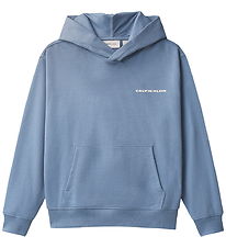 Calvin Klein Hoodie - Relaxed Back - Satin Blue Calvin Klein Hoodie - Relaxed Back - Satin Blue