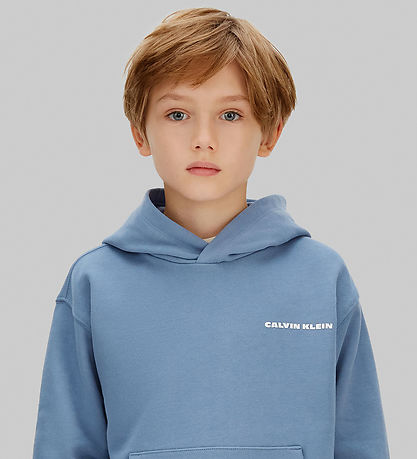 Calvin Klein Hoodie - Relaxed Back - Satin Blue
