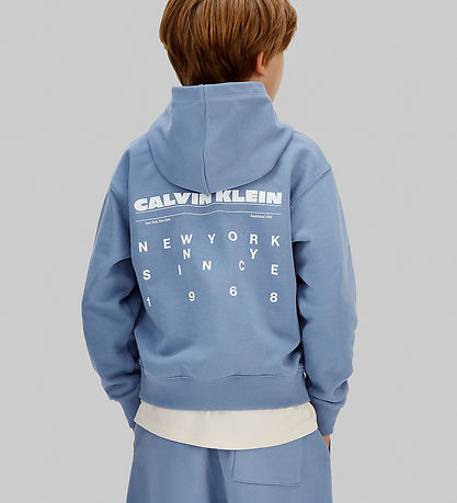 Calvin Klein Hoodie - Relaxed Back - Satin Blue