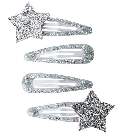 Name It Hair Clip - 4-Pack - NmfRosa - Silver/STARS