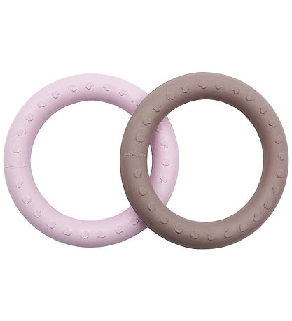 Hevea Teether - 2-Pack - Powder Pink & Tan Beige Hevea Teether - 2-Pack - Powder Pink & Tan Beige