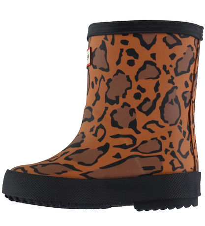 Hunter Rubber Boots - Kids First Leopard Print - Rich Tan/Saddle
