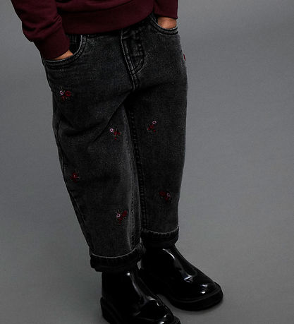 Name It Jeans - Noos - Mom - NmfBella - Medium+ Grey Denim/Flowe Name It Jeans - Noos - Mom - NmfBella - Medium+ Grey Denim/Flowe