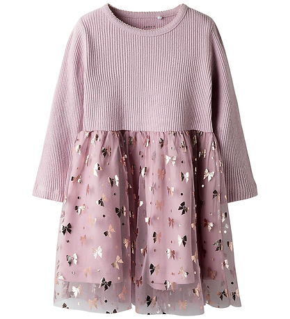 Robe Name It - Rib/Tyl - NmfRosally - Souvenir Lilac av. Imprimé Robe Name It - Rib/Tyl - NmfRosally - Souvenir Lilac av. Imprimé