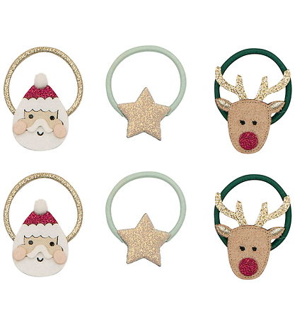 Mimi & Lula Elastic Hair Bands - 6-Pack - Santa Christmas Mimi & Lula Elastic Hair Bands - 6-Pack - Santa Christmas
