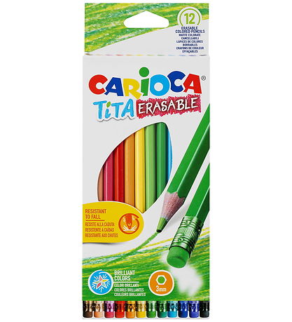 Carioca Colouring Pencils w. Eraser - 3 mm - 12-Pack Carioca Colouring Pencils w. Eraser - 3 mm - 12-Pack