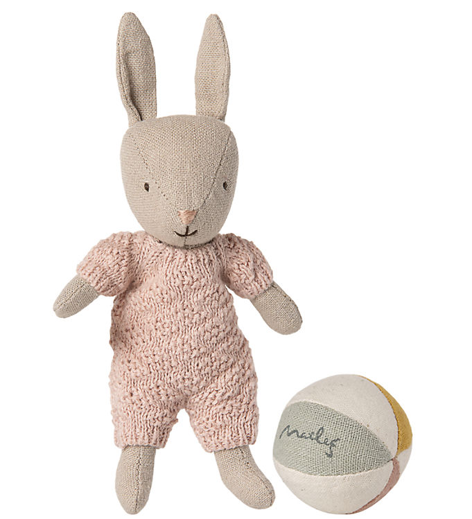 Maileg Rabbit w. Ball - Micro - Sand/Pink - Buy now | KW CA