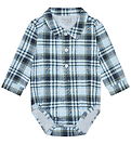 Hust and Claire Shirt Bodysuit l/s - HCBoye - Iron Blue w. Checs