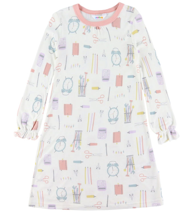 Joha Nattlinne - Viskos/Bambu - Off White m. Tryck