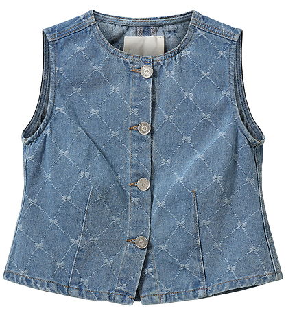 Sofie Schnoor Jeansweste - Carla - Denim Blue m. Harlekinmuster