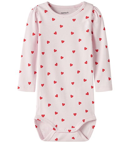 Name It Romper l/s - NbfBheart - Wieg Roze