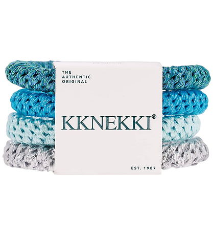 Kknekki Elastische Haarband - 4-pack - Zilver/Blauw