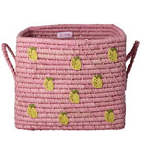 Rice 바구니 - 30x30cm - 라피아 - 전체에 작은 레몬 자수