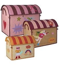 Rice 수납 바구니 - 라피아 소재 - 3 개 52/45/37cm - 히어로/핑크