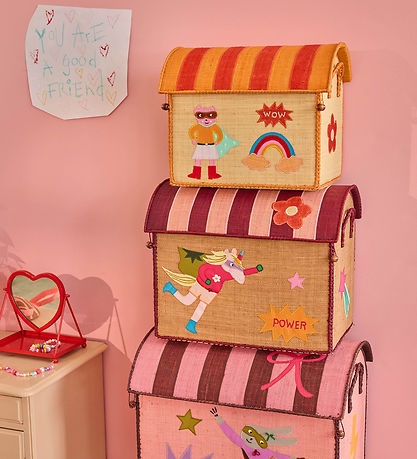 Rice Storage Baskets - Raffia - 3 pcs 52/45/37 cm - Hero/Pink