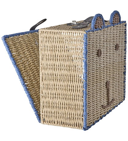 Rice Suitcase - 40x34 cm - Natural/Blue w. Bear