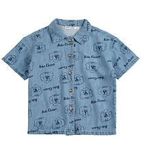 Bobo Choses Denim Shirt s/s - Pickle The Dog - Prussian Blue