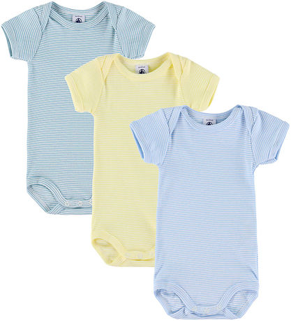 Petit Bateau Body m/c - 3 Pack - Bleu/Vert/Jaune