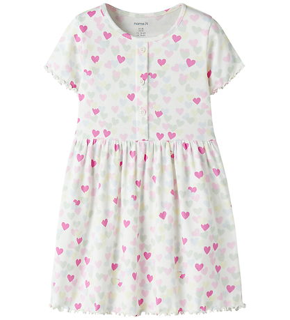 Name It Dress - NmfVemia - Cloud Dancer/Random Heart