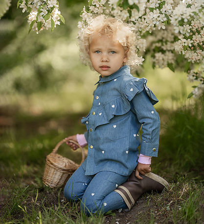 Hanevild Hemd - Heart - Denim m. Herzen