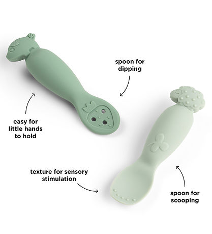 Done by Deer Learning spoon Set - Tiny Farm - Green