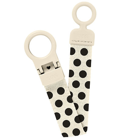 BIBS Pacifier Clip - Clip Loop - Ivory/Black w. Dots