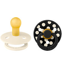 BIBS Colour Pacifiers - Size 1 - Round - 2-Pack - Ivory/Black